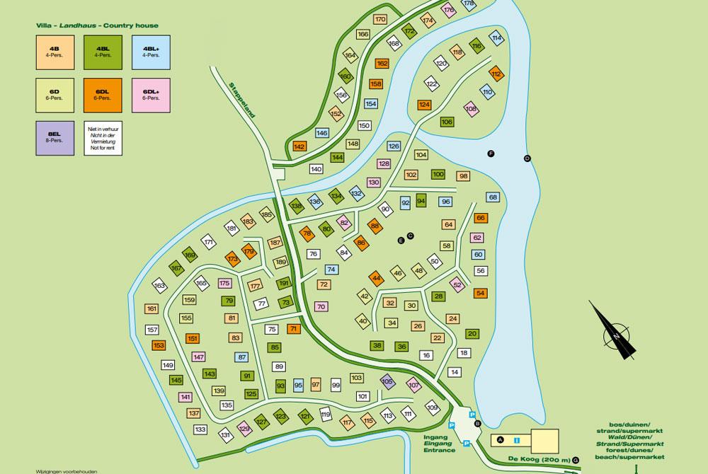 De plattegrond van Landal Beach Park Texel
